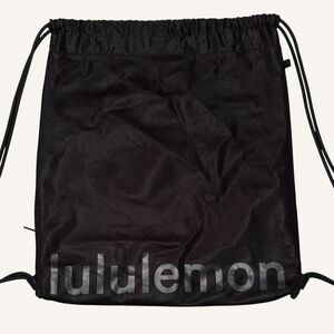 Lululemon Black Reflective Block Logo Backpack - Drawstring Cinch Bag